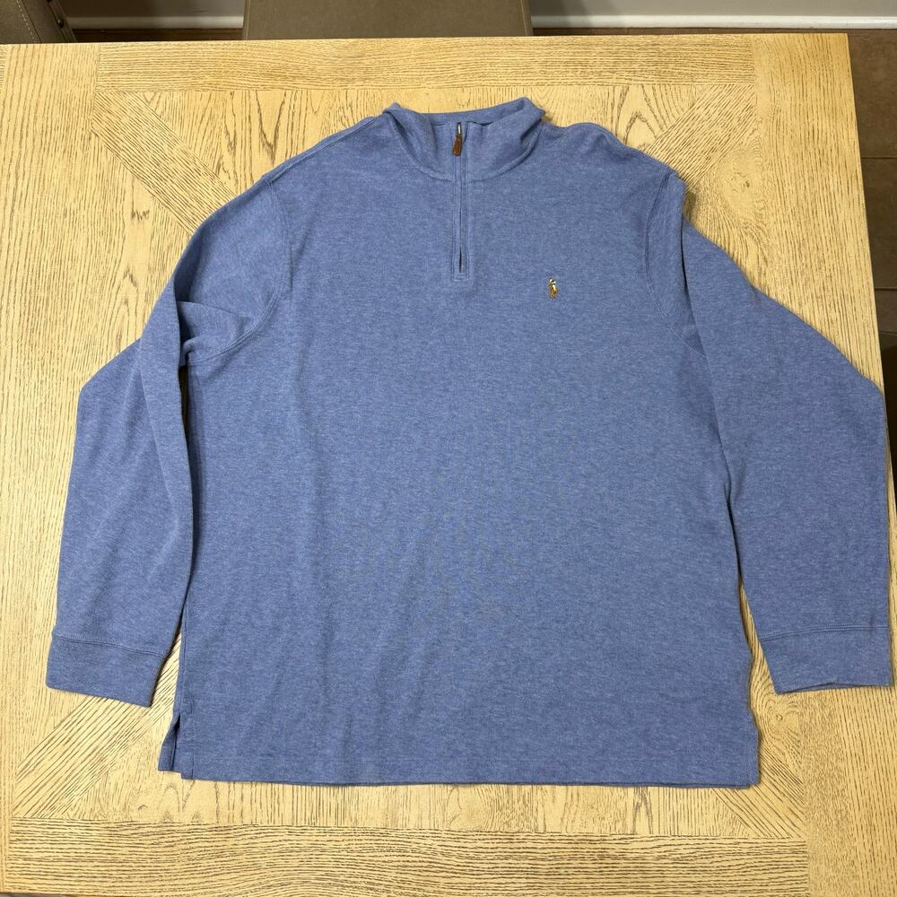 Polo Ralph Lauren Estate Rib 1/4 Zip Sweater Blue XL‎